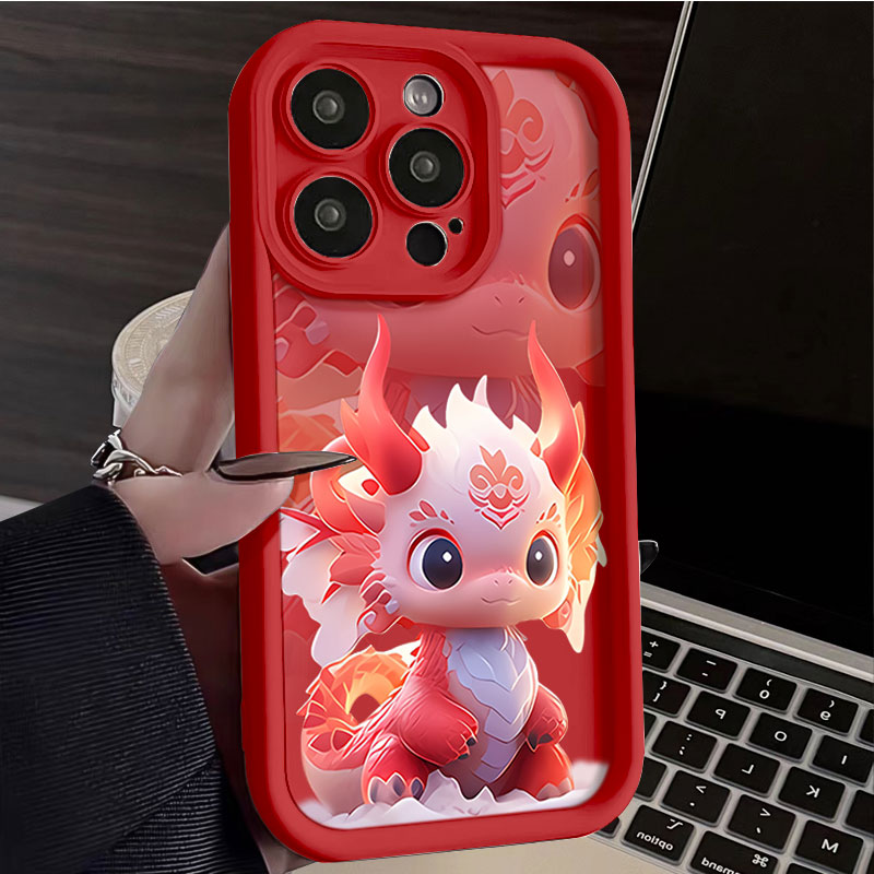 新年小红龙可爱苹果15promax手机壳硅胶iPhone14 13 12 11 X全包