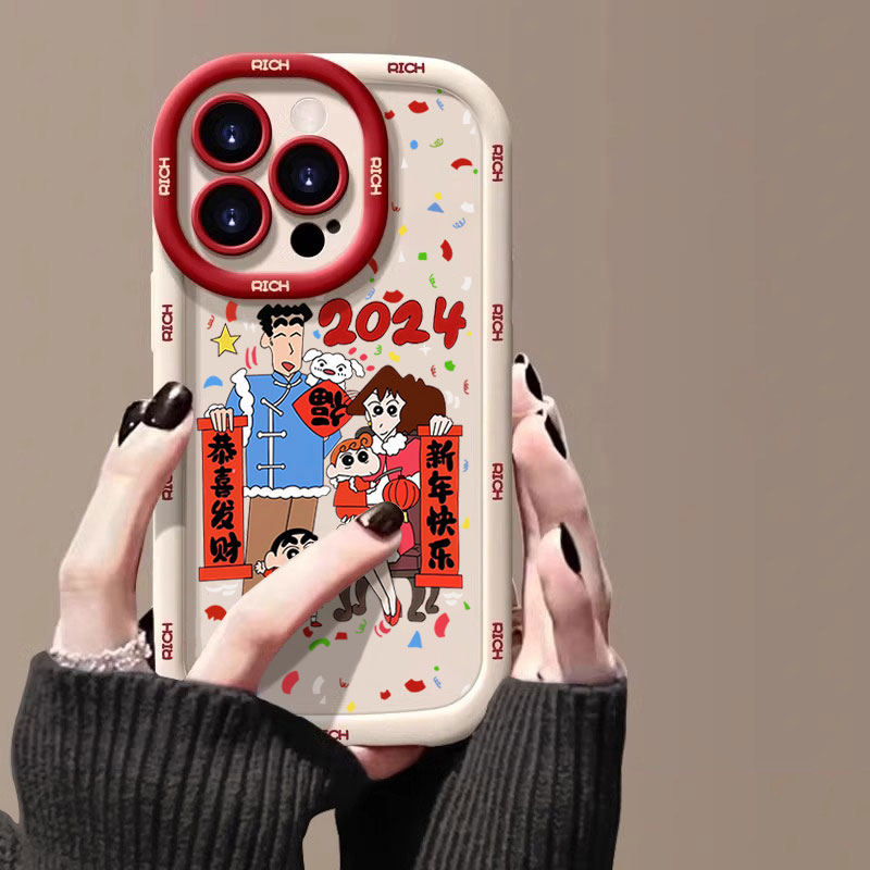 2024小新一家苹果14promax手机壳红色iphone15全包13硅胶12 11