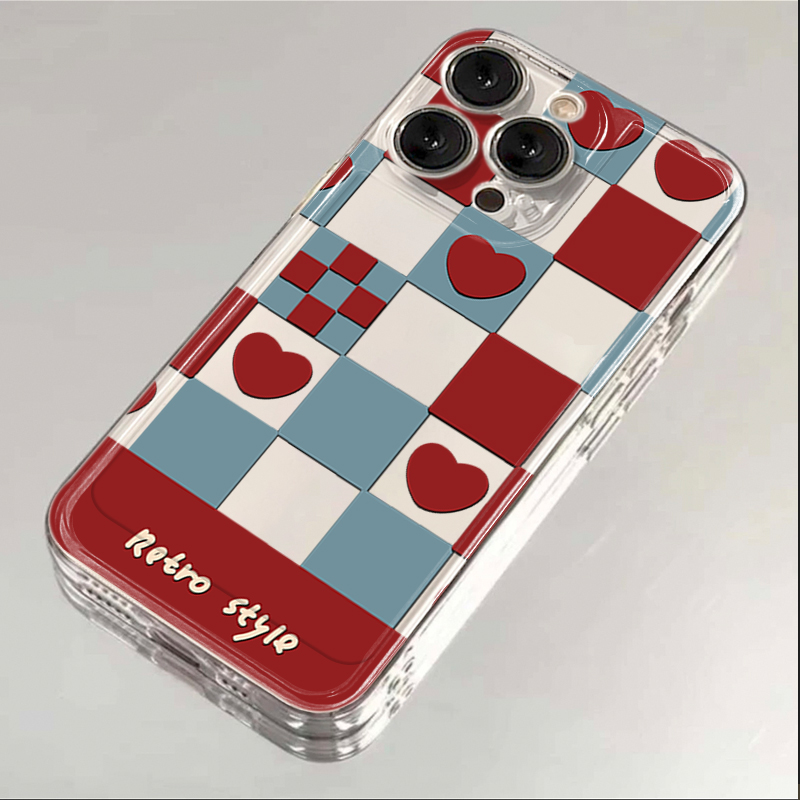 创意方块爱心iPhone15ProMax手机壳苹果14PRO透明13新年12 11全包