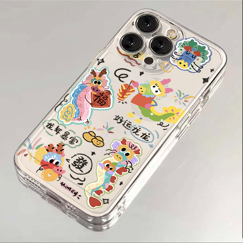 好运暴富iPhone15ProMax手机壳苹果14PRO透明13新年12 11全包xsxr
