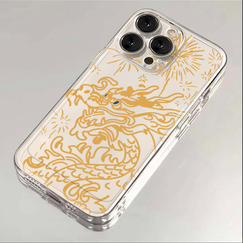 烟花霸气龙iPhone15ProMax手机壳苹果14PRO透明13新年12 11全包xr