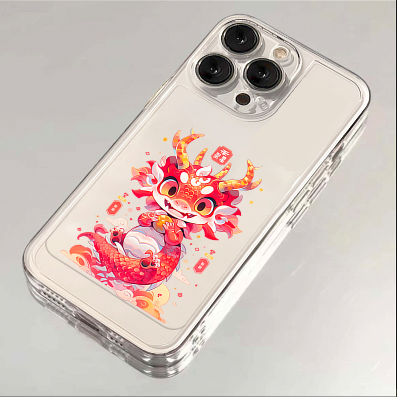 新年抱龙珠iPhone15ProMax手机壳苹果14PRO透明13新年12 11全包xr