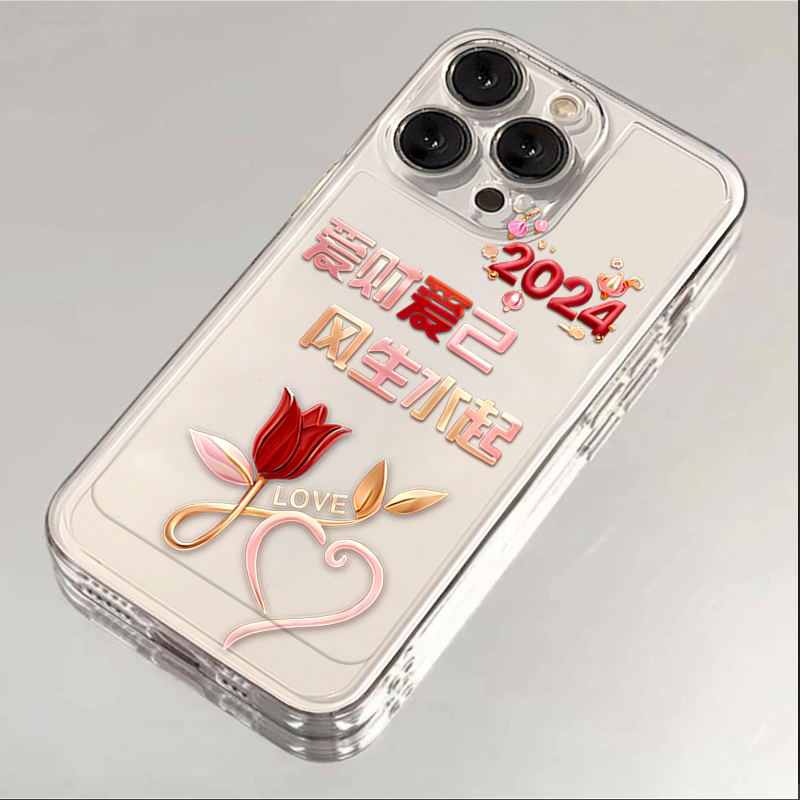 爱财爱己风生水起iPhone15ProMax手机壳苹果14PRO透明13新年12 11