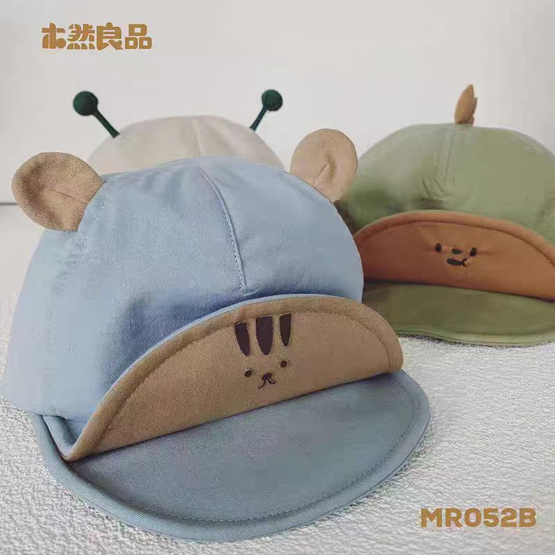 木然良品春季男女宝宝小恐龙系列双层软檐可爱遮阳鸭舌帽