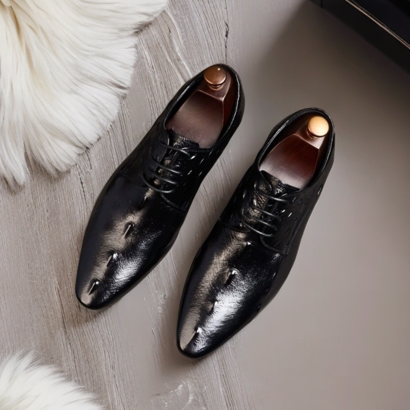 系带英伦高级皮鞋布洛克黑色雕花皮鞋休闲男士欧若假日风真皮尖头