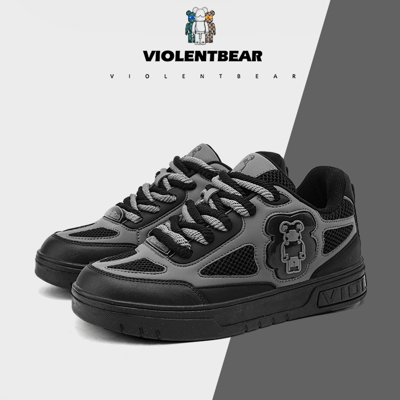 VIOLENTBEAR/暴力熊板鞋休闲潮鞋休ins闲百搭潮流情侣款黑色