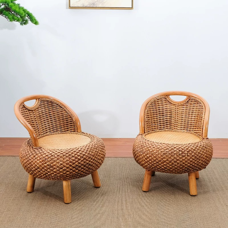 天然真藤条藤编家用靠背凳子休闲卧室客厅藤椅茶桌椅儿童小椅子