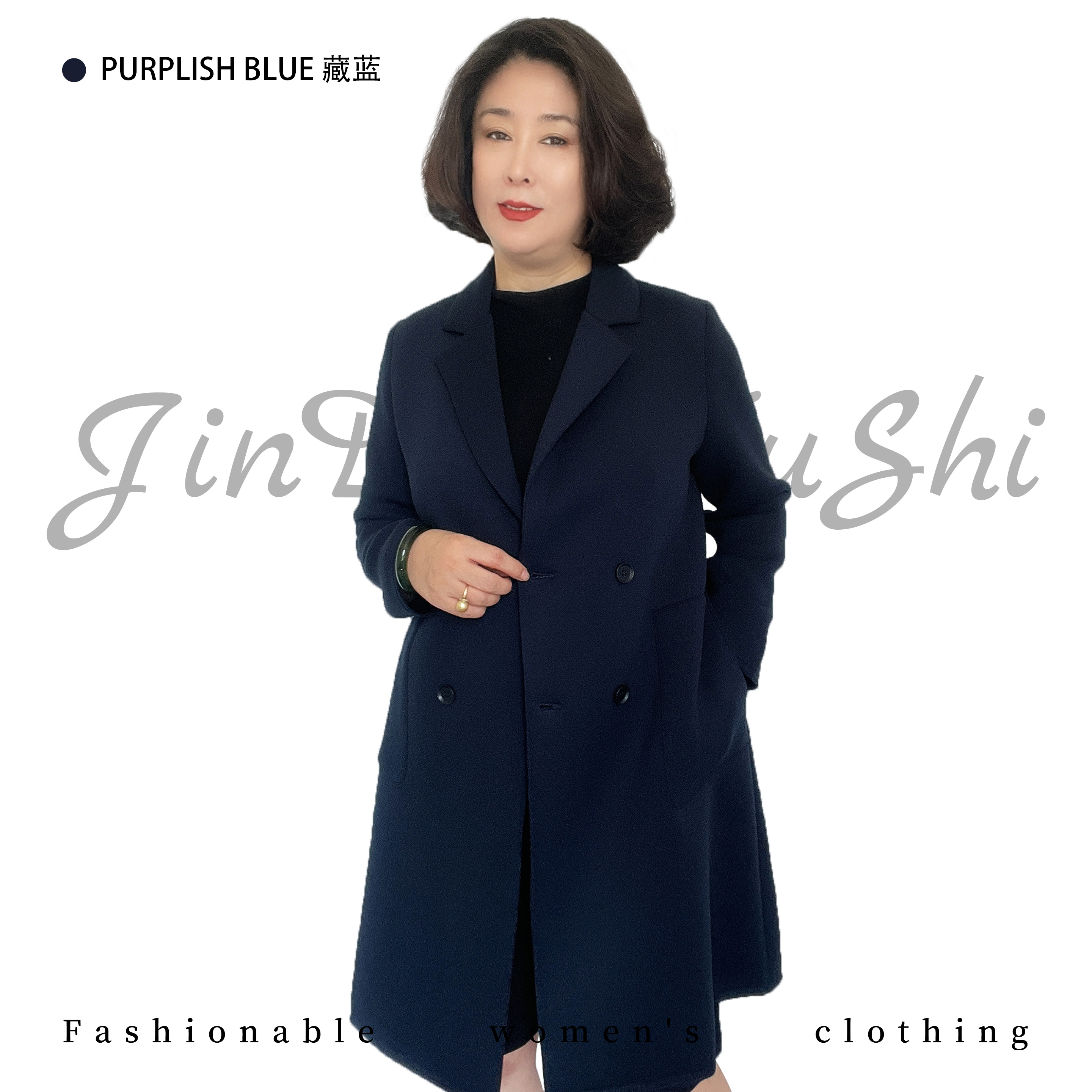 西装领大双方兜长袖中长款纯色风衣    中年妈妈气质减龄百搭外套