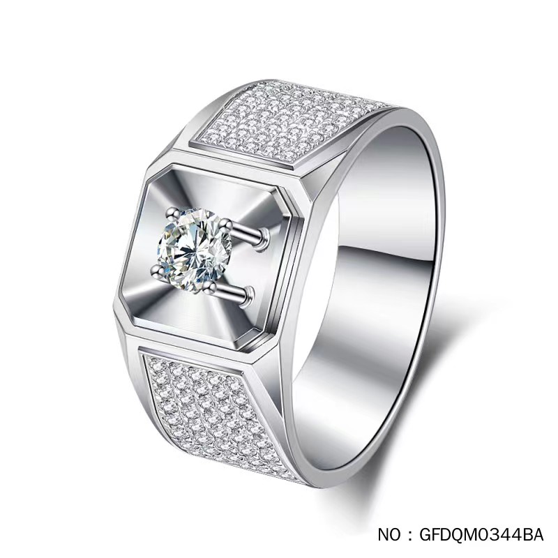 Diamondsea/钻石海洋18K金镶嵌直臂CNC豪华男戒戒托空托（定制）