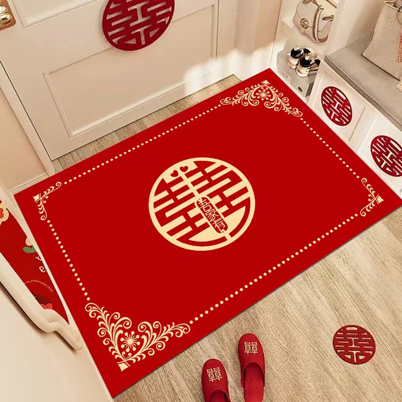 喜字新婚结婚地垫入户门地垫门垫玄关客厅硅藻泥防滑床前毯踩脚垫
