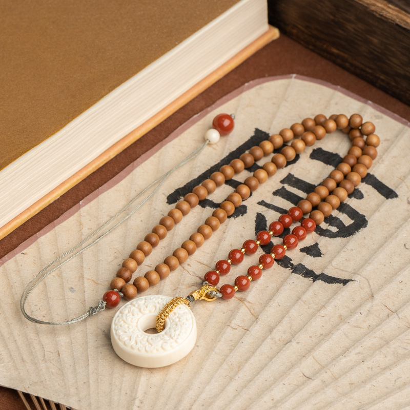 印度迈索尔老山檀香6mm山鬼钱花锁骨链项链LSTX2655JHTBFC