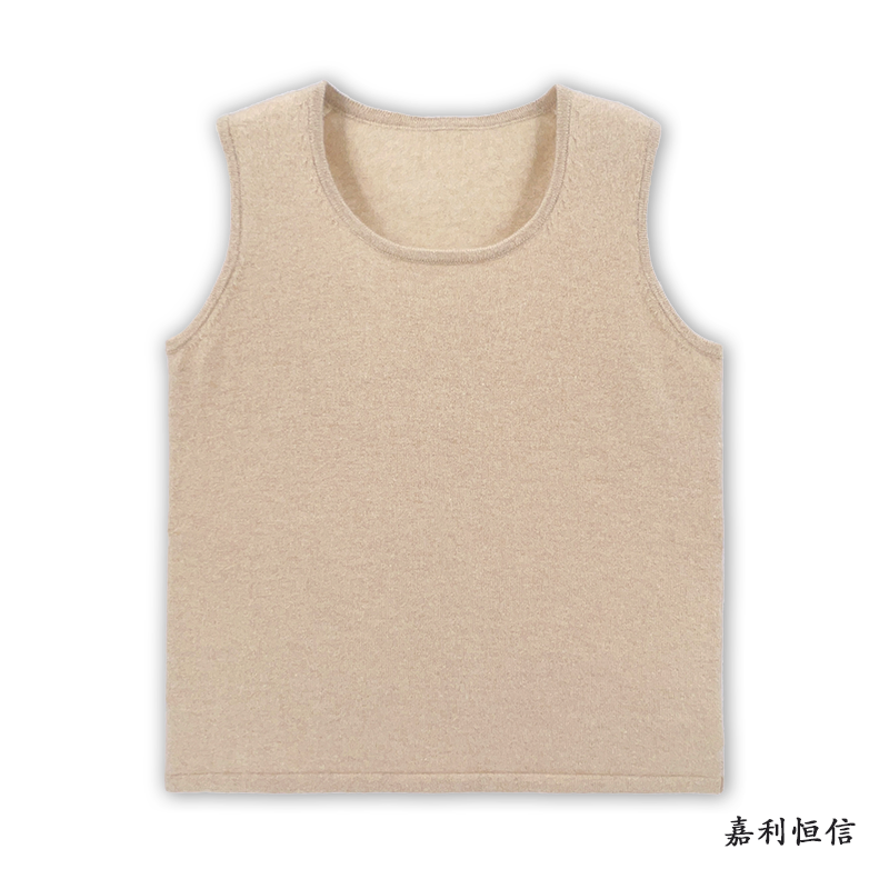 【匠心工艺】活力时尚内搭外穿女式纯山羊绒大U领背心（体验款）