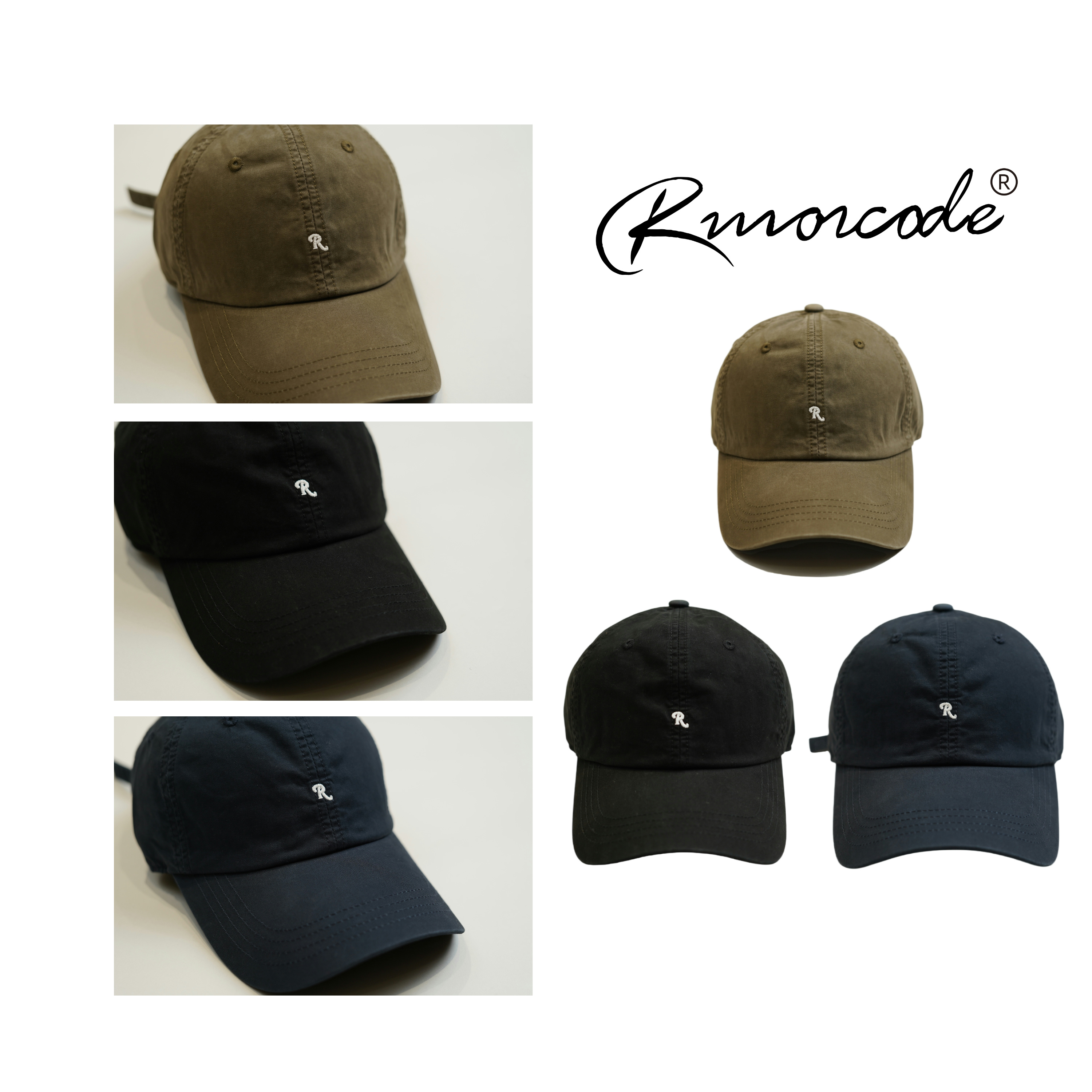 【RUIORCODE】“R”字母刺绣三色弯檐鸭舌帽  理性消费