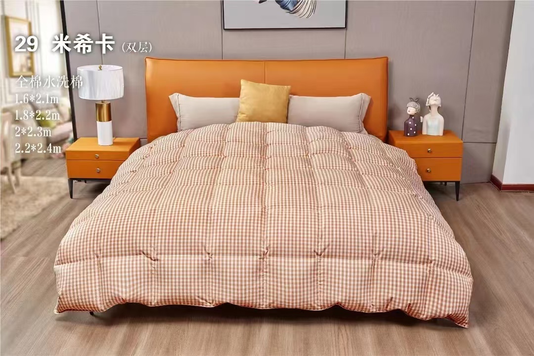 全棉色织水洗棉双层面料充绒被壳半成品（格子四色）