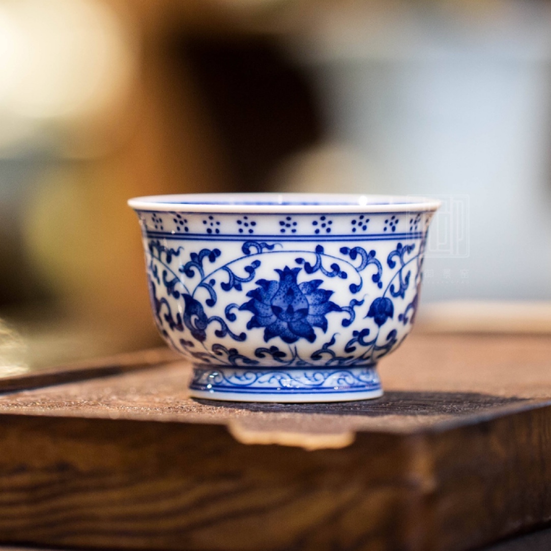 底价高端器｜景德镇青花缠枝莲炉式杯100cc非遗手制主人杯