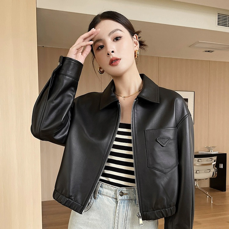 2025新款春季真皮皮衣时尚休闲百搭宽松小个子皮夹克外套显瘦