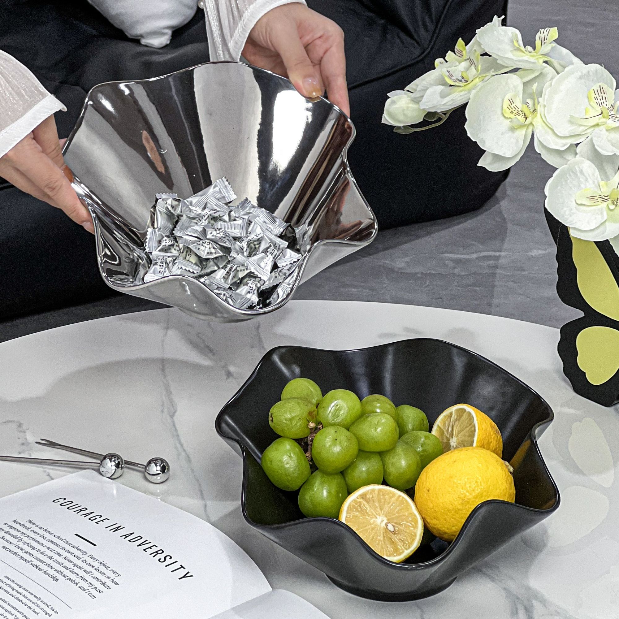 创意陶瓷裙摆果盘家用客厅小吃零食水果收纳盘待客大容量果盘摆件