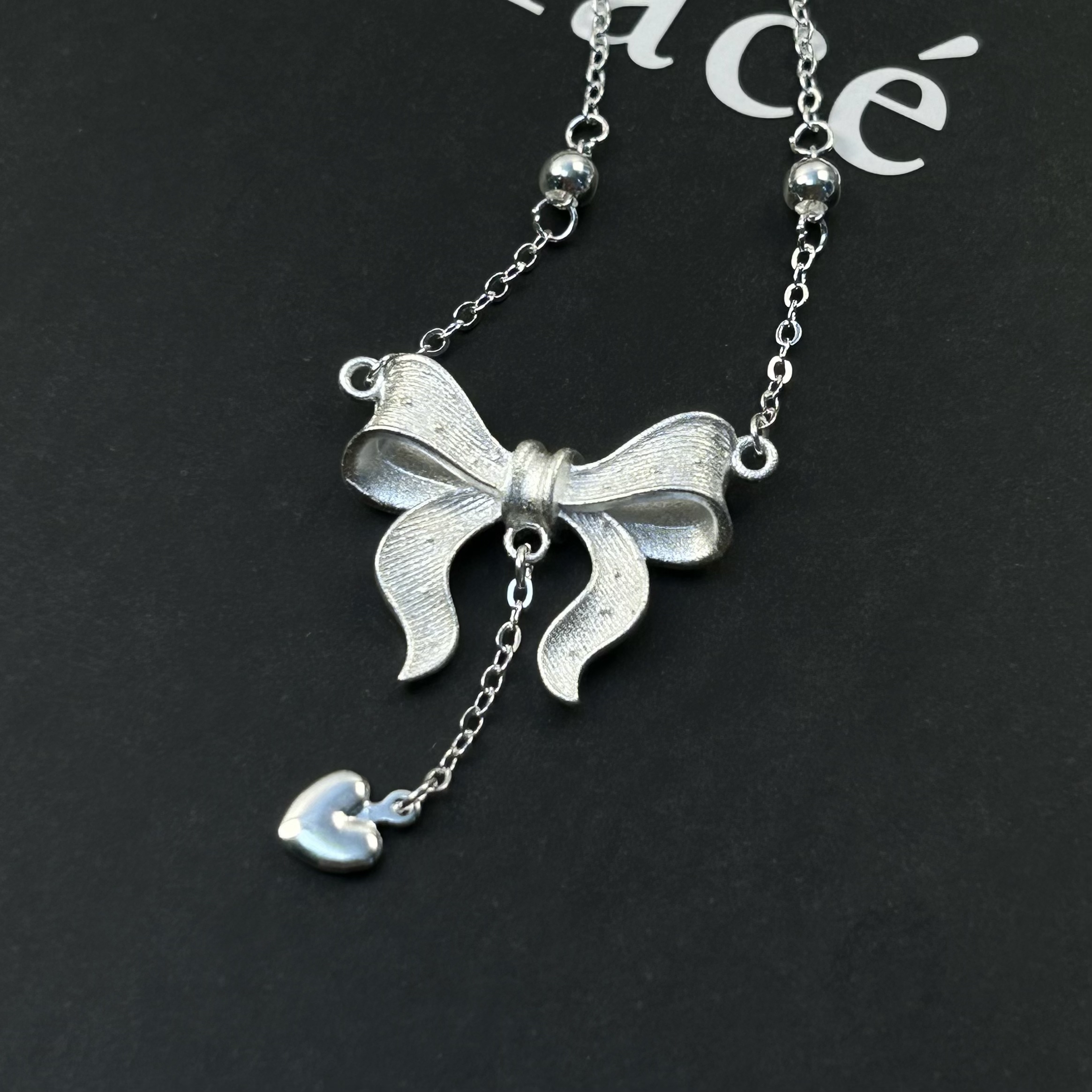 足银银制品 在逃公主项链女款轻奢小众蝴蝶结骨链送女友简约（612）