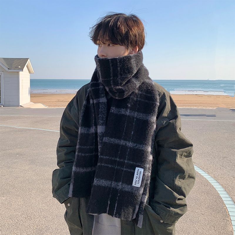 围巾男冬季高档男款2023新款秋冬男生黑色围脖男士送男友情侣针织