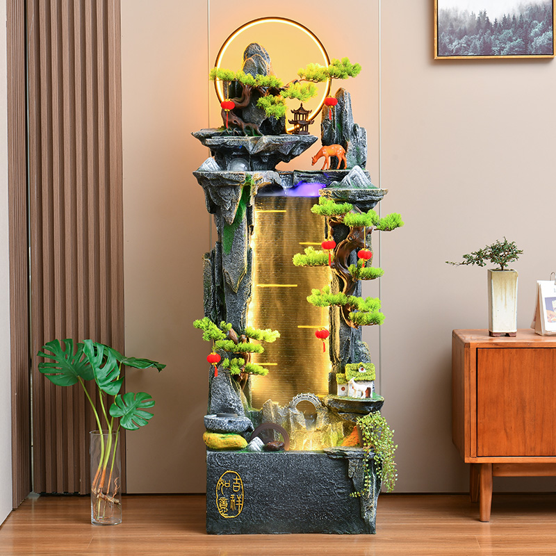 假山喷泉流水客厅室内办公室加湿器招财高山摆件循环水景观落地