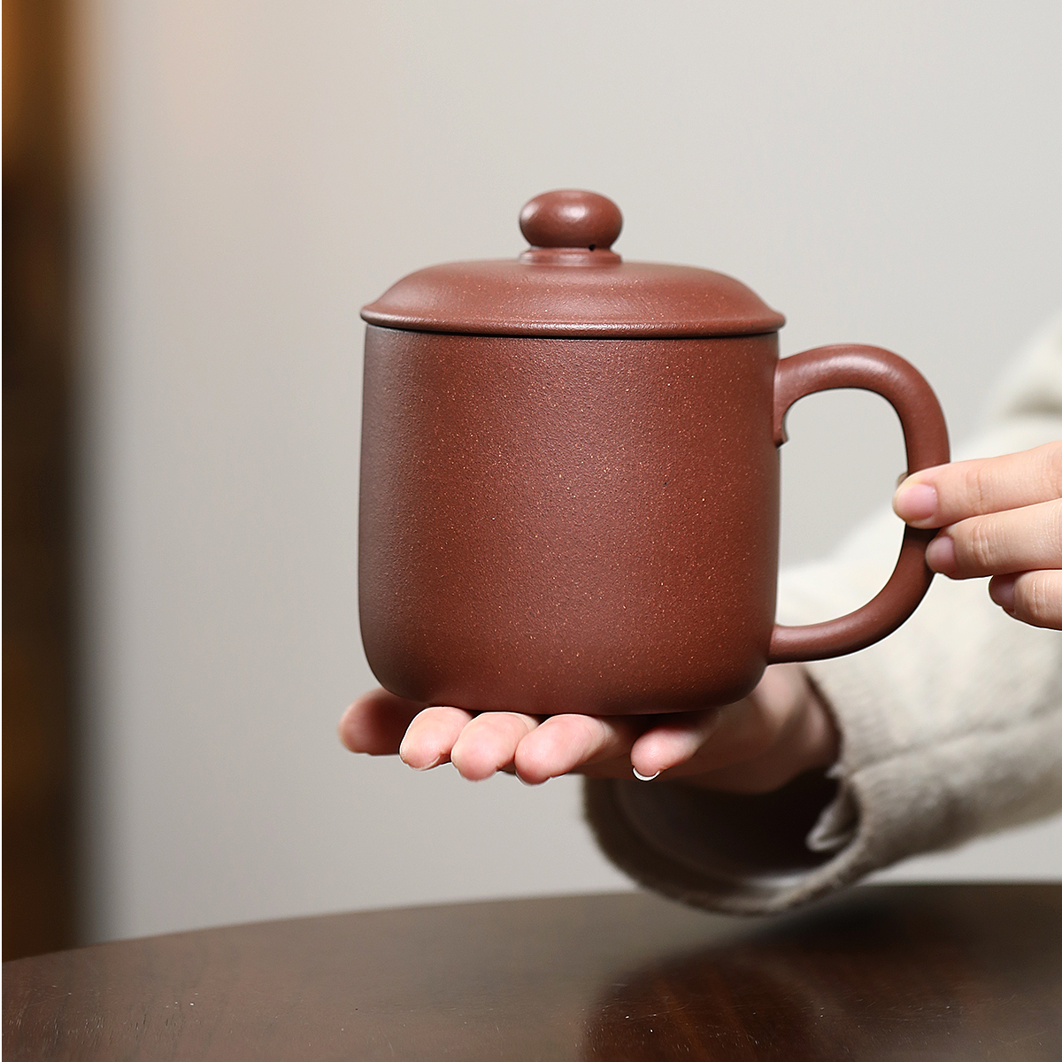 雪涓480毫升底槽清墩墩杯宜兴原矿紫砂盖杯家用女士男士