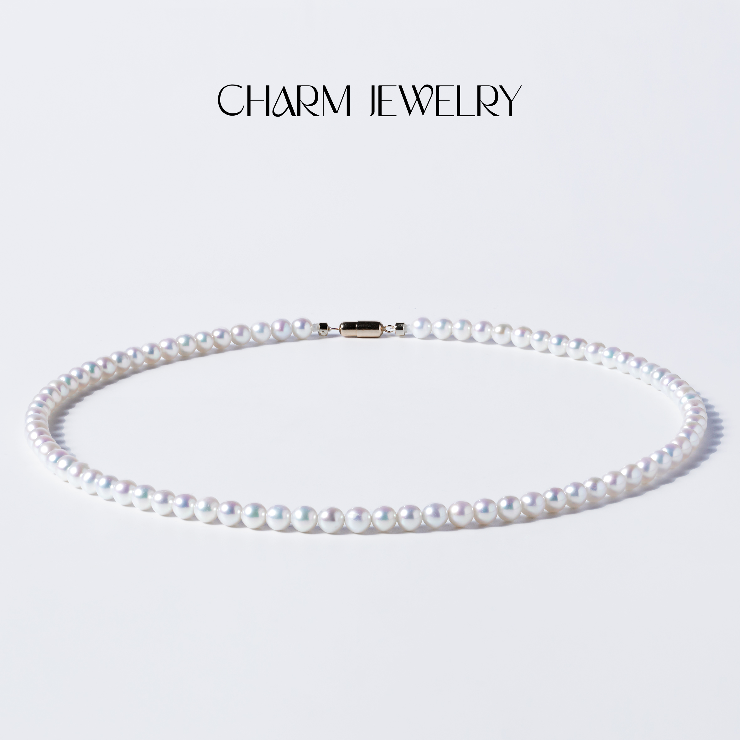 【辰全臻选级】14K金极光淡水"熊猫"珍珠项链5-6mm极光/正圆形