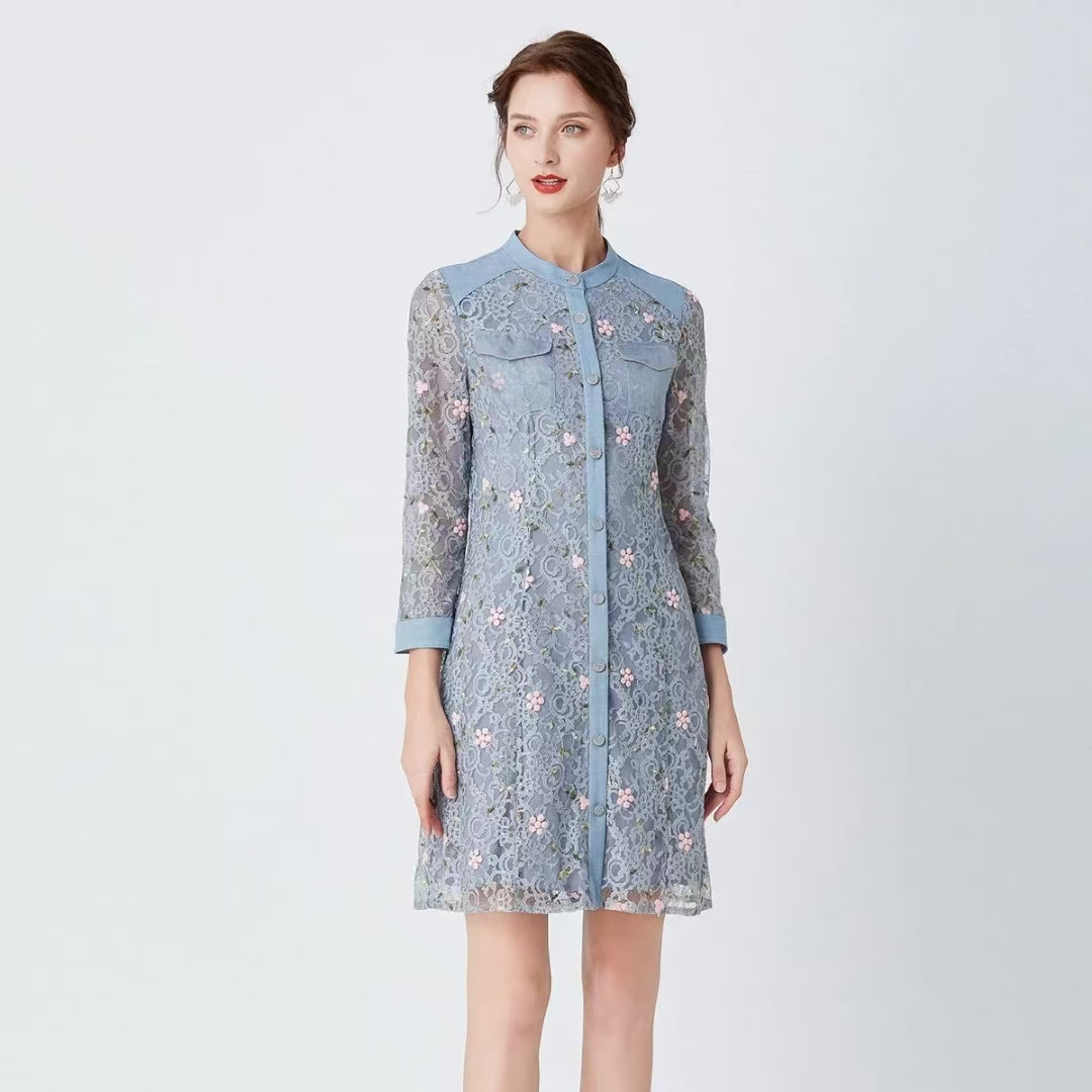 【直播间 600--649 】连衣裙春秋碎花气质长袖针织时尚休闲中长款