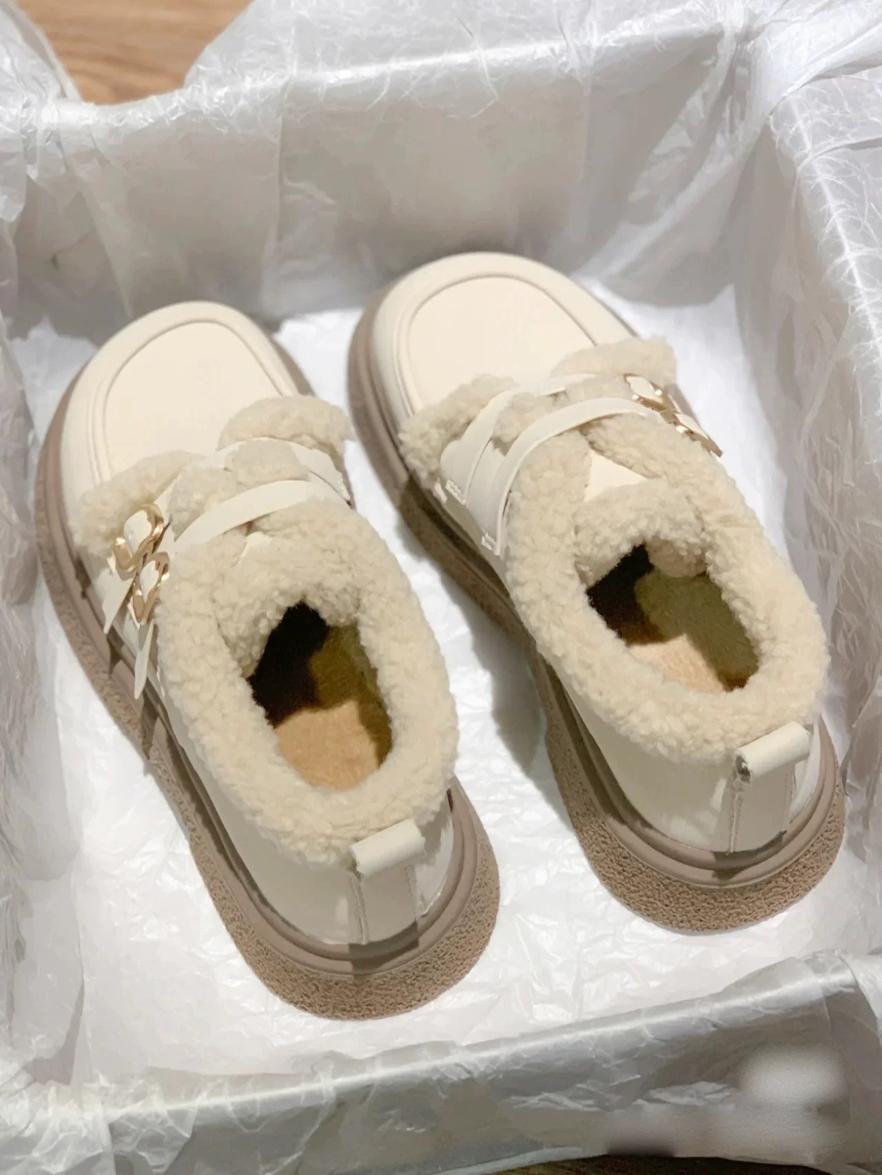 回力潮品加绒加厚圆头乐福单鞋女外穿毛毛小皮鞋2024年秋冬季新款