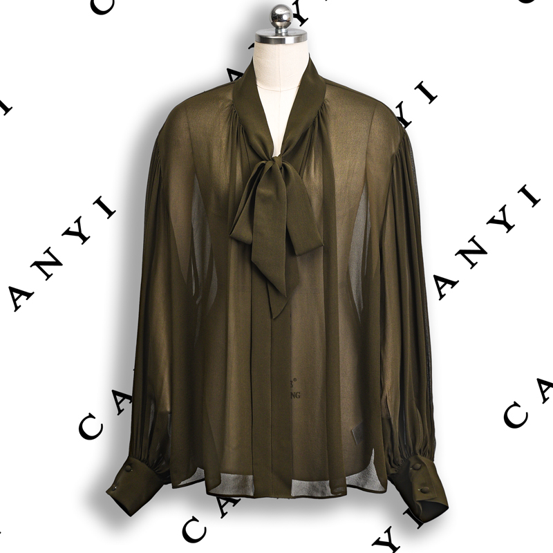 【样衣福利 无质量问题 不退换】100%桑蚕丝乔其 简约衬衣B756