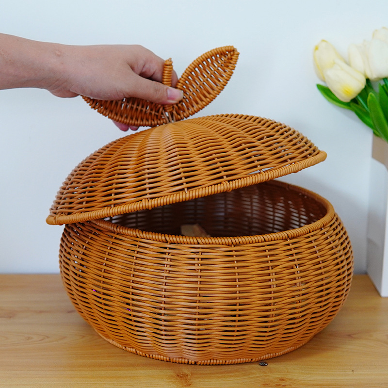 创意橘子带盖储物罐客厅茶几水果零食篮鸡蛋篮馒头筐茶叶收纳盒