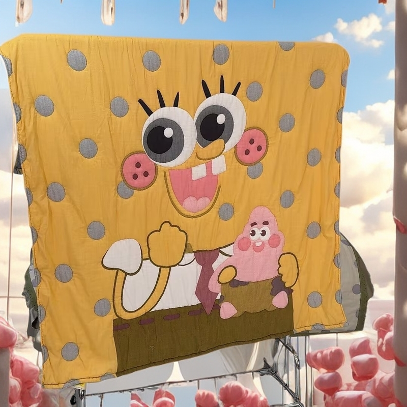 【加油吧！】120*150海绵宝宝可爱保暖卡通夏被纯棉柔软黄色泡芙被