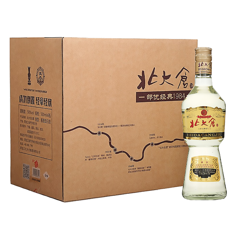 北大仓50度部优经典1984酱香型白酒500ml*6瓶装大曲坤沙50度500