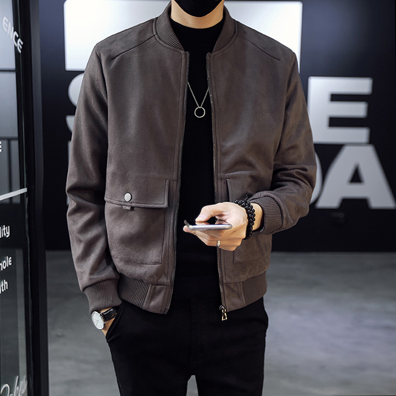 【小扬哥推荐】男士鹿皮绒外套秋冬夹克韩版休闲潮流英伦帅气秋装