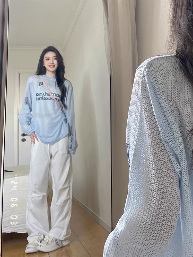 夏装搭配一整套装女轻熟风韩版字母印花镂空防晒针织衫上衣休闲裤