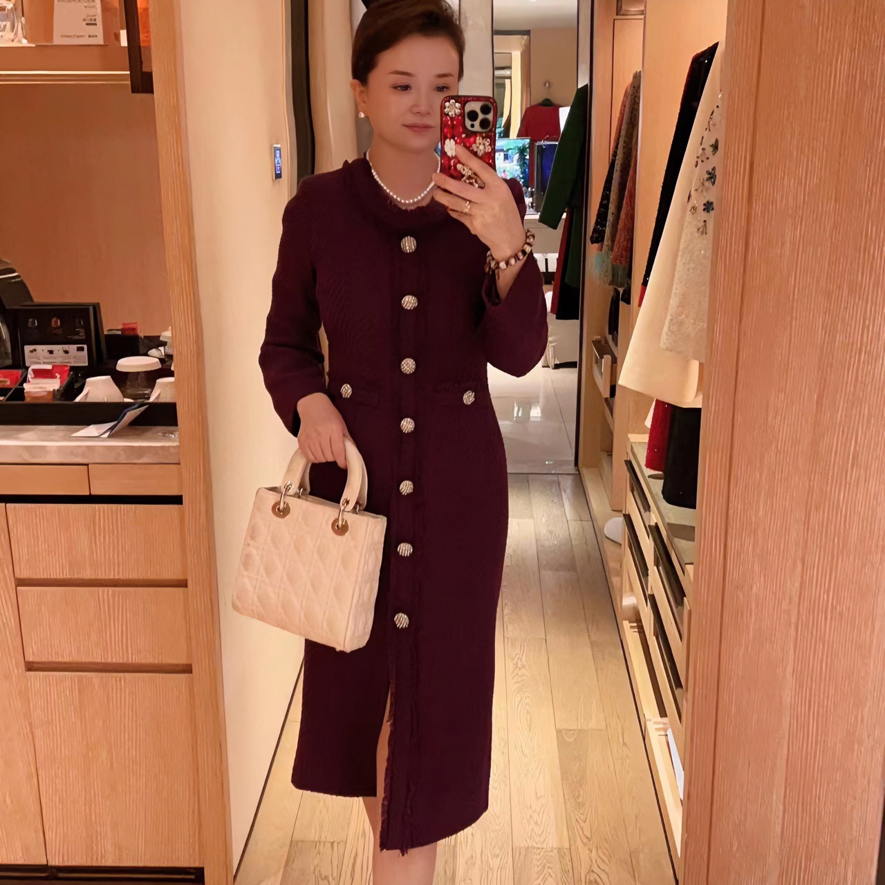 唯伊公馆 冬新款高端大牌气质小香风连衣裙98123