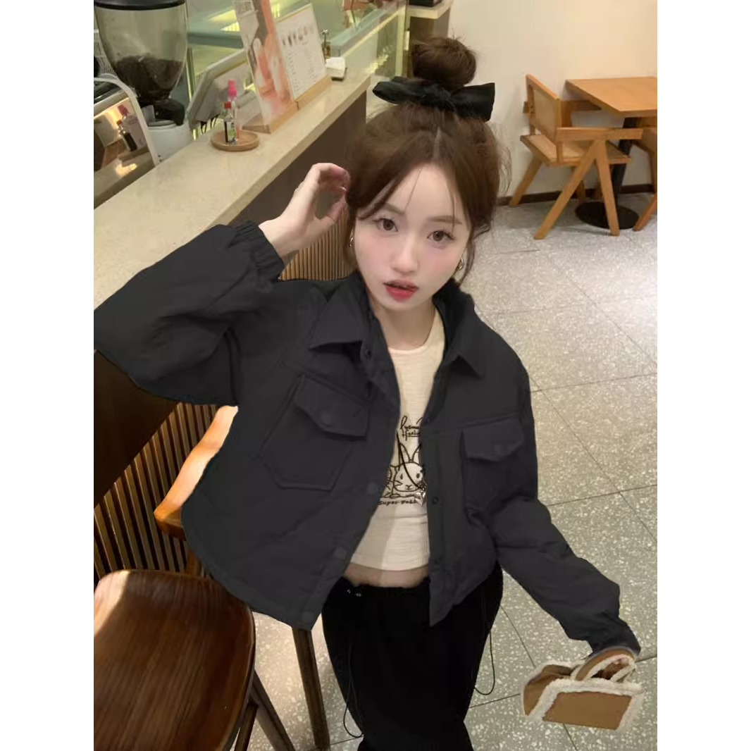 2023年新款棉衣棉服外套女秋冬季小个子短款宽松百搭翻领外搭上衣