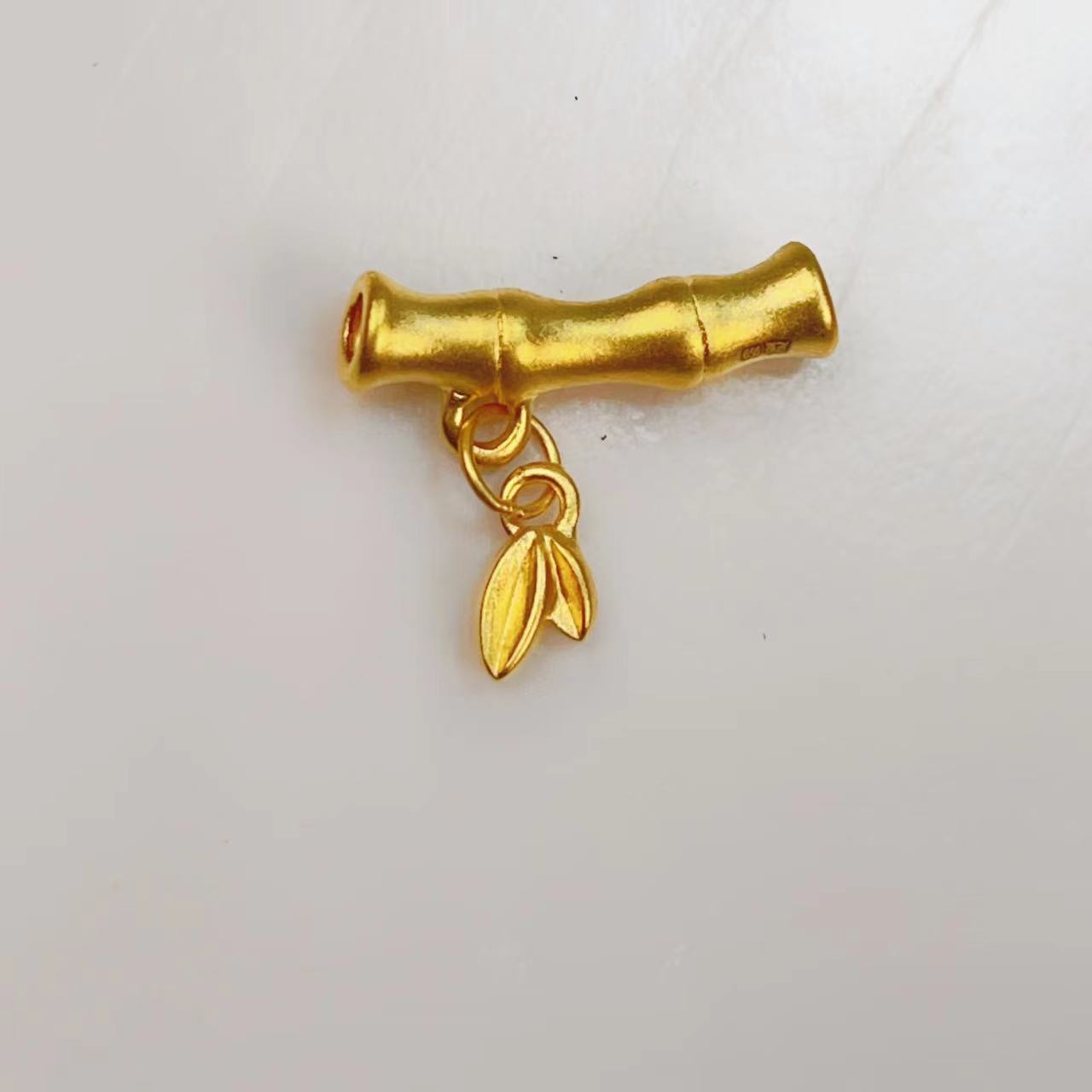 L1050A  足金999竹节弯管吊坠