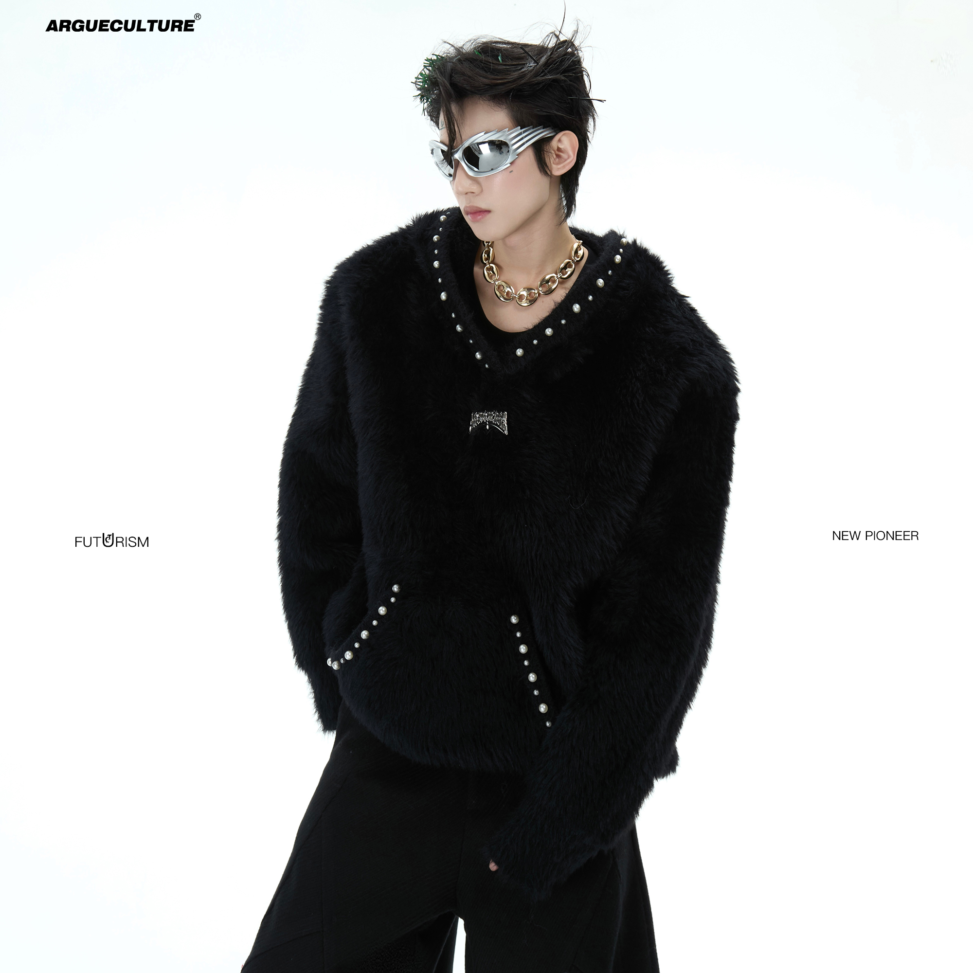 ArguE CulturE星野漫步 25ss原创珍珠点缀毛衣宽氛围感毛绒卫衣