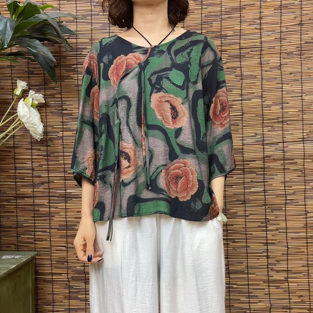 4123夏季新款波点时尚优雅减龄小衫QZ