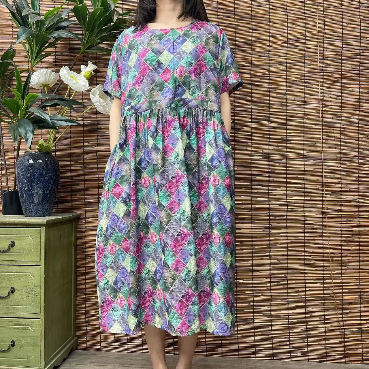 1646新款春夏洋气显瘦减龄遮肉连衣裙碎花裙QZ