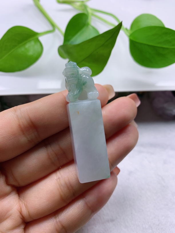 天然翡翠A货招财貔貅印章