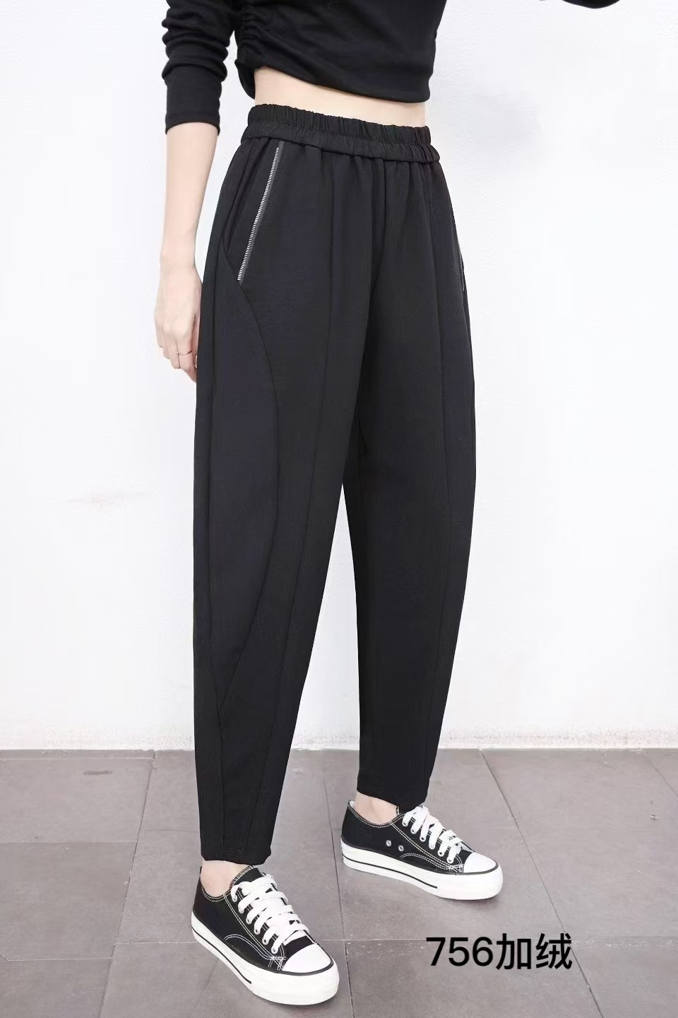 冬季时尚宽松潮流百搭加绒加厚款小哈伦裤