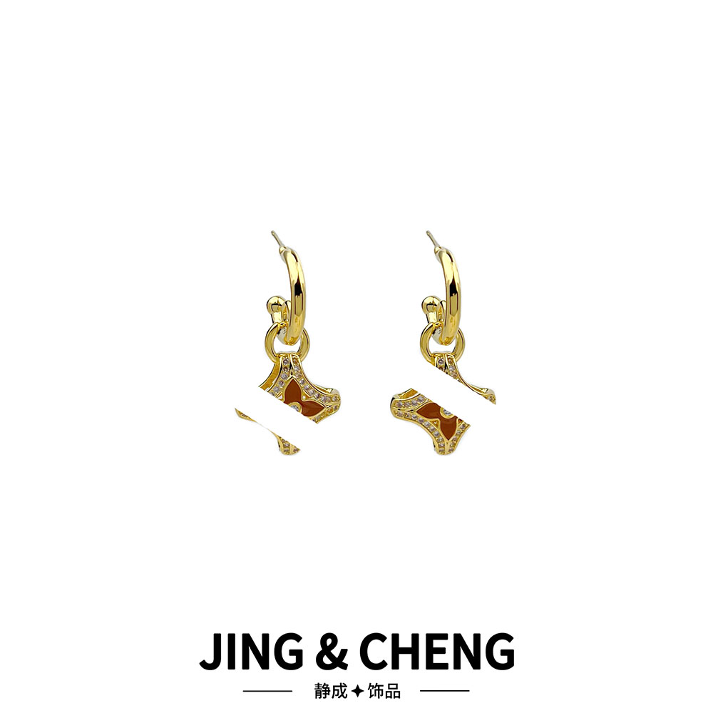 ✦立体满钻十花✦咖色 JCA261时尚高级气质耳环
