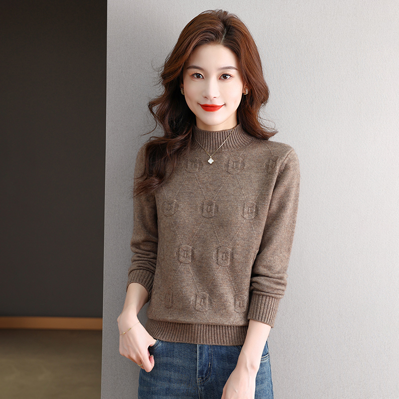 韩版半高领女2025秋冬新款修身套头毛衣针织上衣外搭小个子打底衫