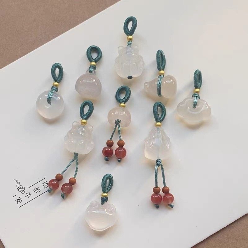 天然玉髓如意平安扣猫爪玛瑙桂花手串diy吊坠 手链小提溜饰品配件