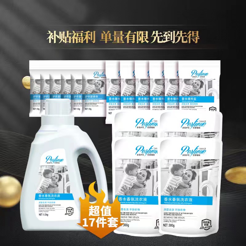 外贸品质家用清洁十七件套深层去渍持久留香洗衣液水洗