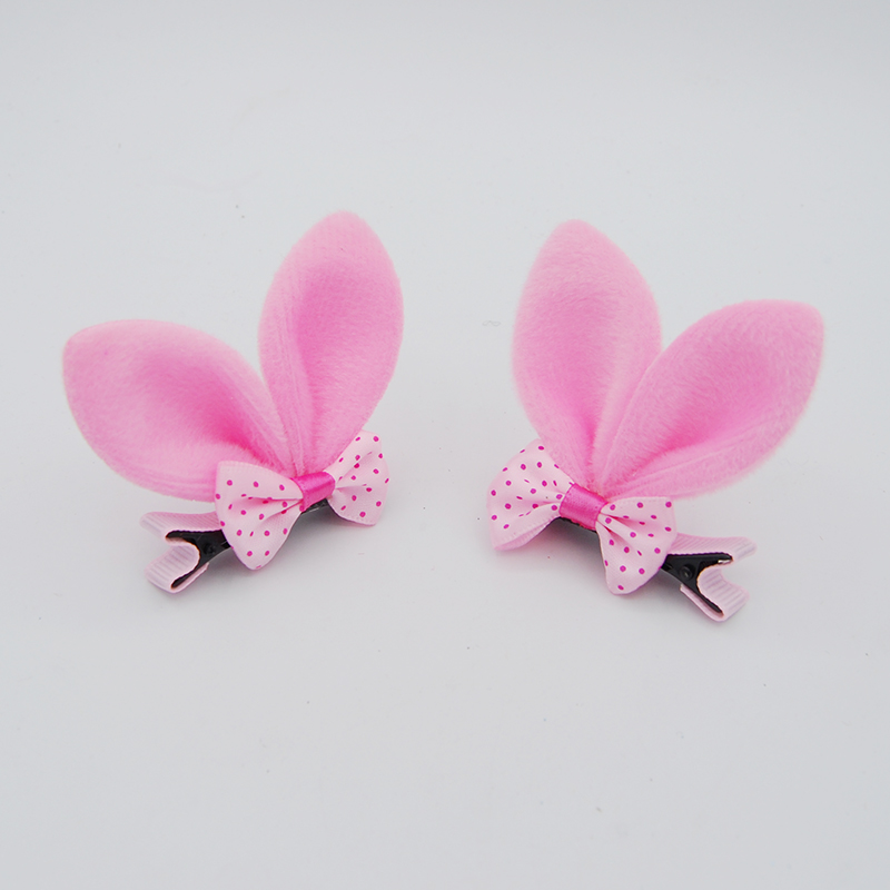 儿童发饰女孩发夹可爱公主兔耳朵立体发卡蝴蝶结过年女童甜美发夹