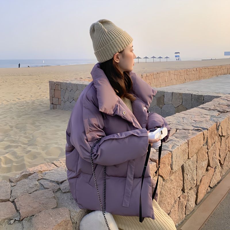 雪中飞新款2023年冬季时尚休闲女短款韩版羽绒服时尚学生面包服外