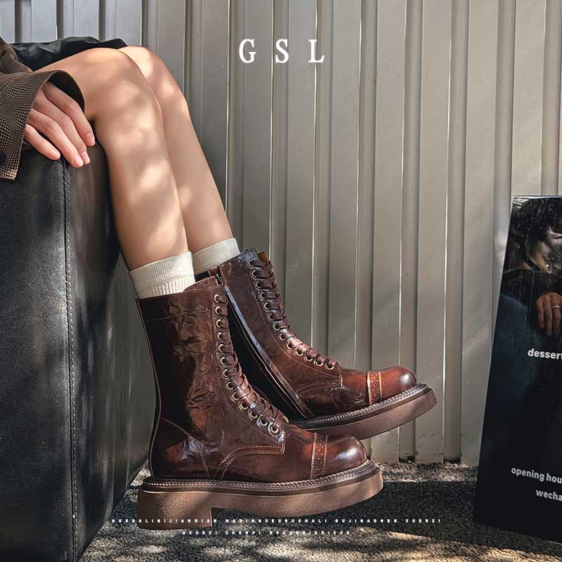 马丁靴女款爆款2025冬季真皮美拉德靴子英伦风单靴厚底马丁鞋加绒