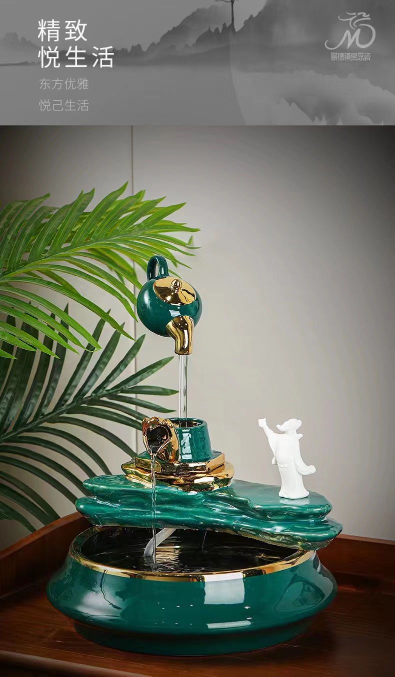 景德镇陶瓷工艺特别设计 高端典雅 文采横溢 镀金陶瓷 李白观流水